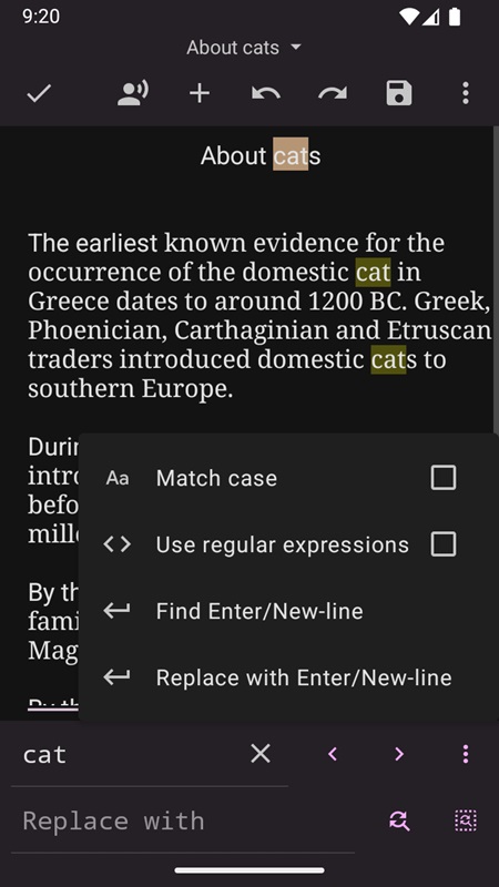 Access more document editing tools in Oojao Text Editor MOD APK