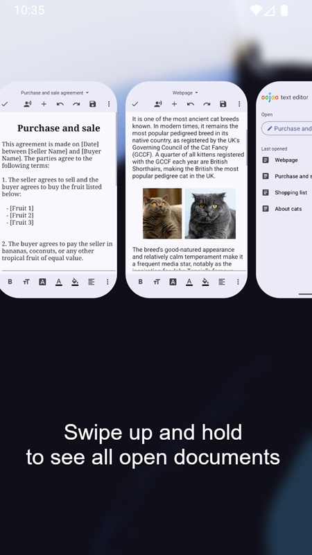 Easily manage and open previously created documents in Oojao Text Editor MOD APK