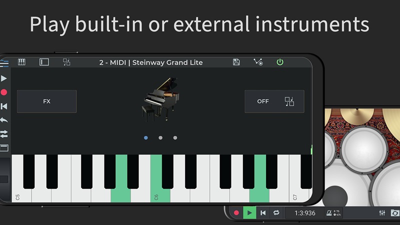 Choose the right instrument for each track in n-Track Studio DAW MOD APK