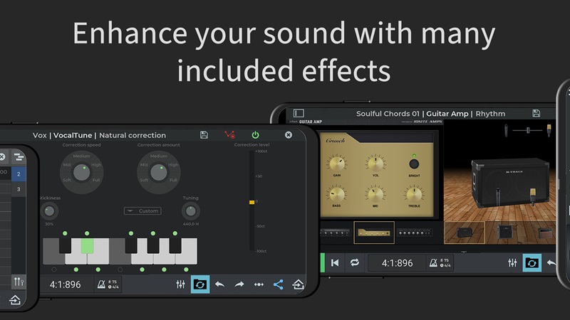 Enhance your audio quality with various effects in n-Track Studio DAW MOD APK
