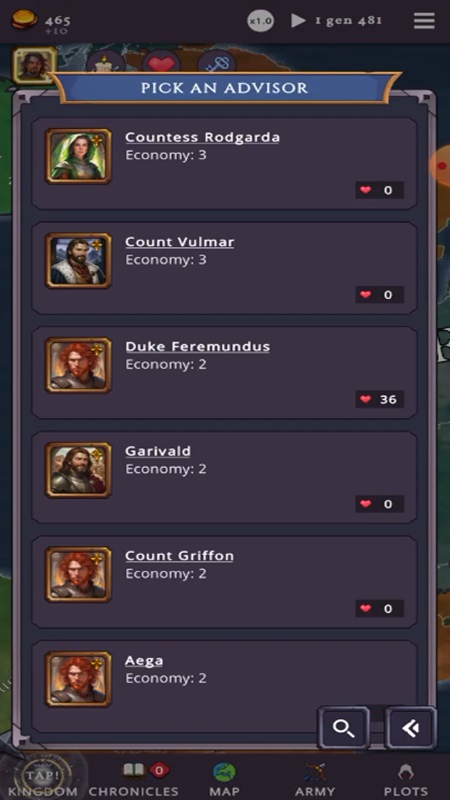 Support options in other areas in Clovis Medieval Grand Strategy MOD APK