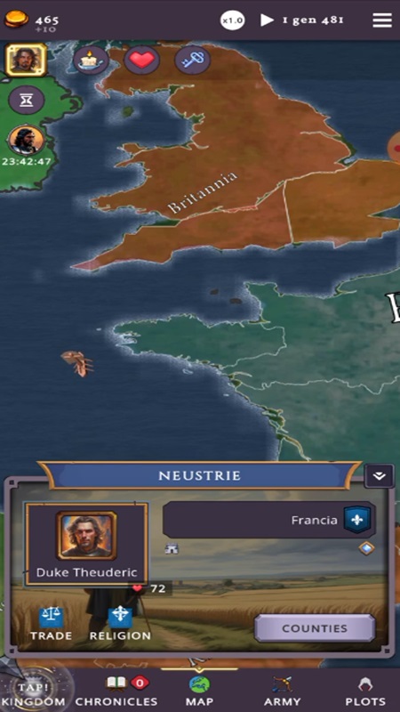 Understand the kingdom's position on the world map in Clovis Medieval Grand Strategy MOD APK
