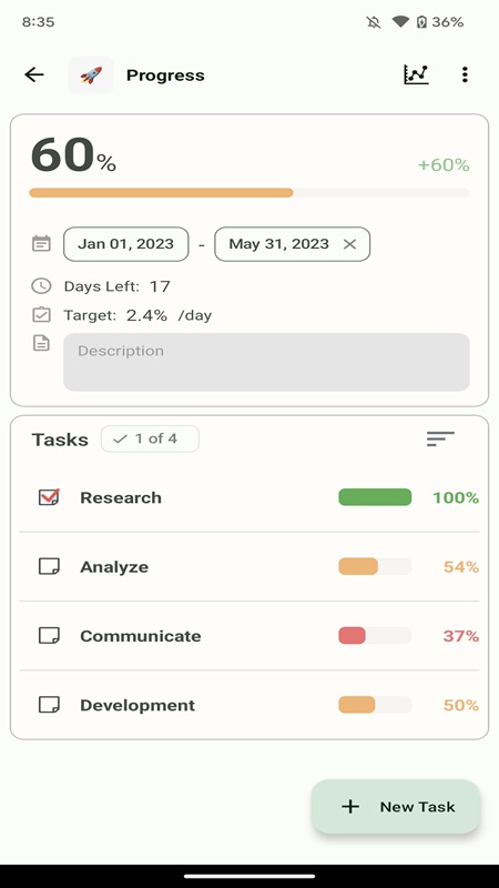Customize the start and completion times for tasks in Progress MOD APK