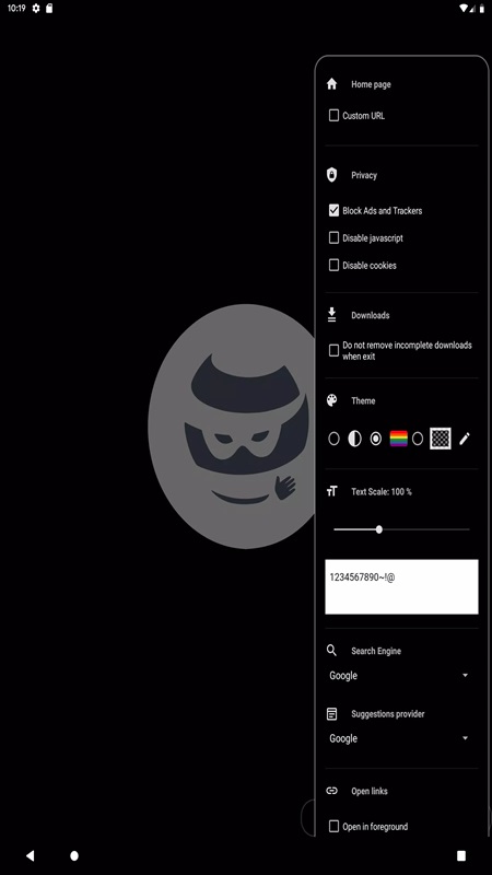 Customize some items as desired in OH Private Web Browser MOD APK