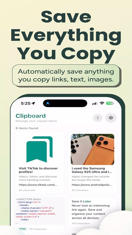 Save everything you copy quickly in Save It Later MOD APK