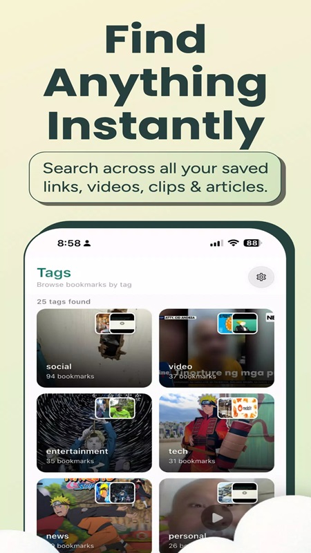 Create tags to store bookmarks in Save It Later MOD APK