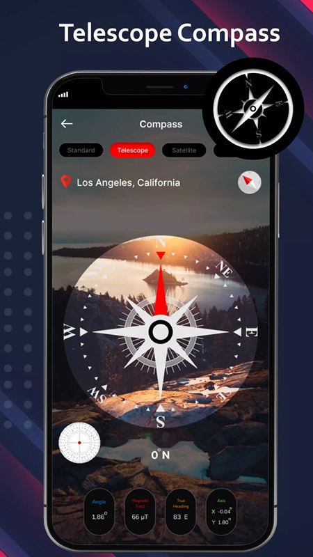 Use additional telescope compass in Digital Compass for Android MOD APK