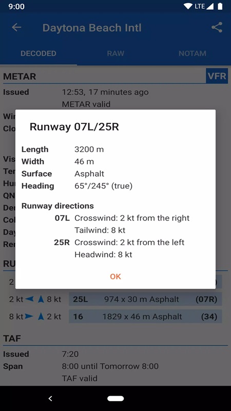 Provides complete runway information in Avia Weather MOD APK