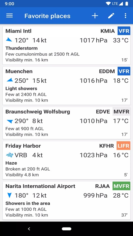 Add more favorite airport destinations in Avia Weather MOD APK