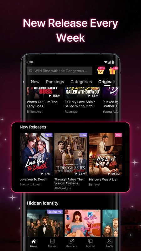 Perform a category-based content search in DramaBox MOD APK