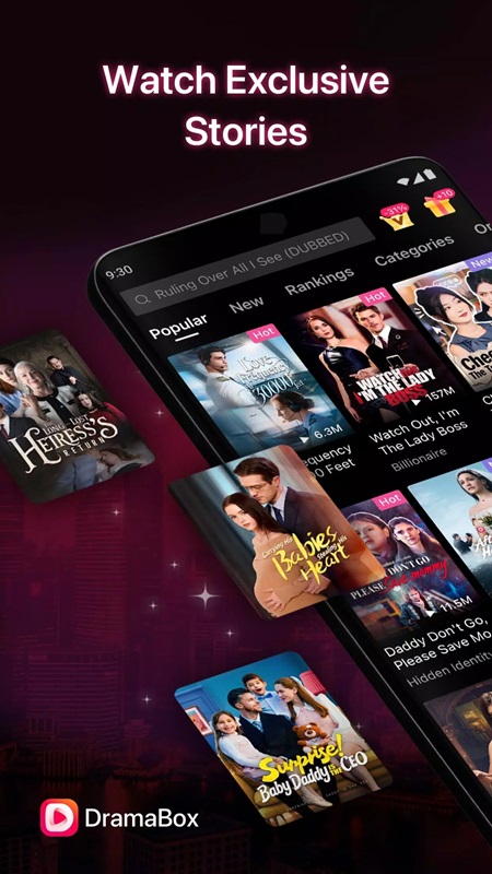 Choose from a wider selection of exclusive short films in DramaBox MOD APK