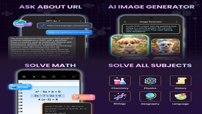 Smart AI assistant helps solve many difficult subjects in AI Chat MOD APK