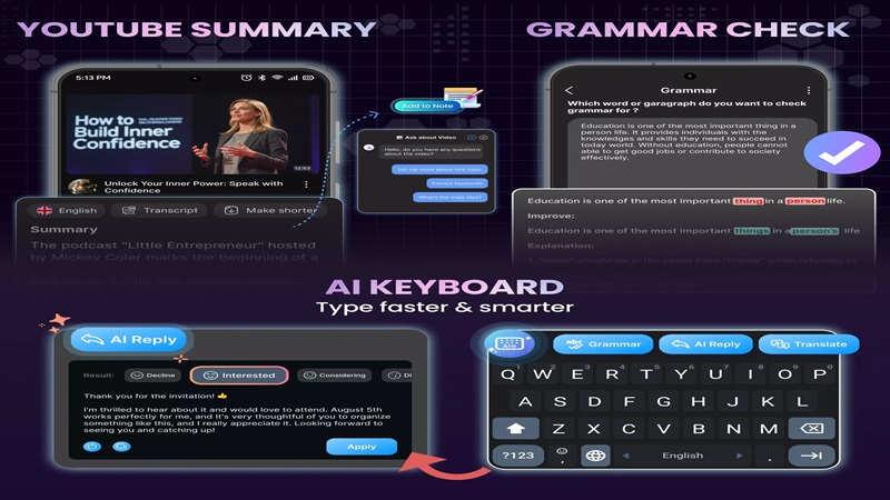 Use separate AI keyboard when entering data in AI Chat MOD APK