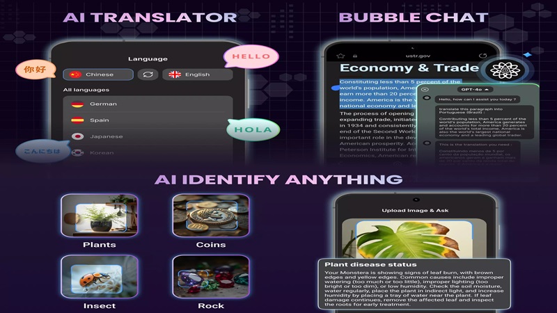 Easily translate, identify everything through images in AI Chat MOD APK