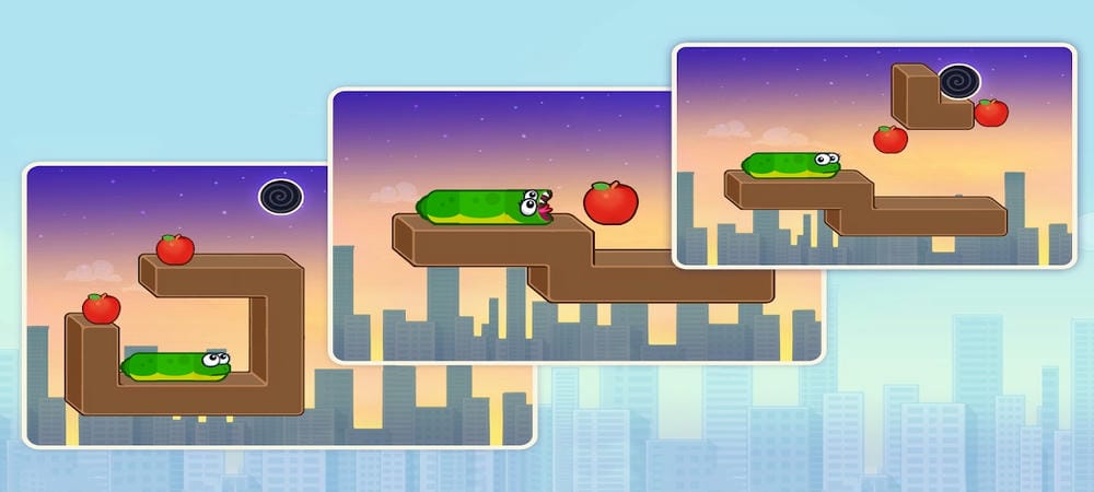 The goal is to bring the green snake to the teleportation portal in Snake Puzzle MOD APK