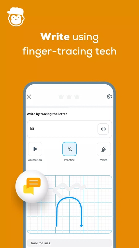 Instructions for practicing writing words accurately and in detail in Ling MOD APK