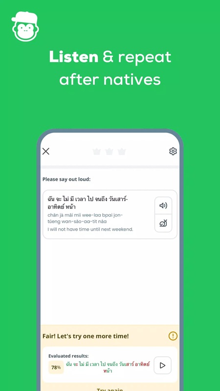 Listen and repeat conversations with native speakers in Ling MOD APK