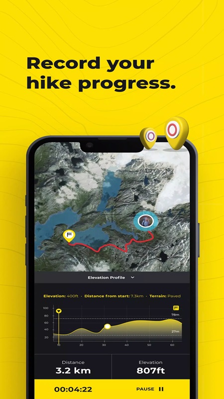 Record video of the entire travel route through the HiiKER MOD APK map