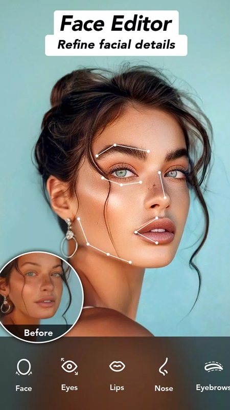 Edit faces quickly in AIFoto MOD APK