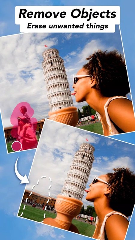 Delete objects easily without fear of affecting other details in AIFoto MOD APK