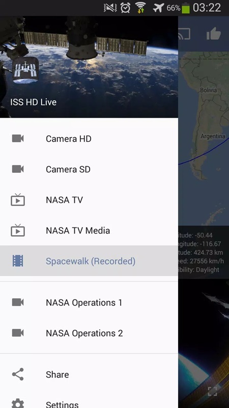 A variety of cameras for you to choose from to monitor the Earth in ISS Live Now MOD APK