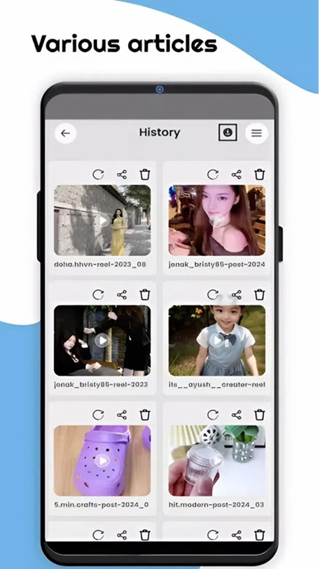 Manage and organize your download history in InSave MOD APK