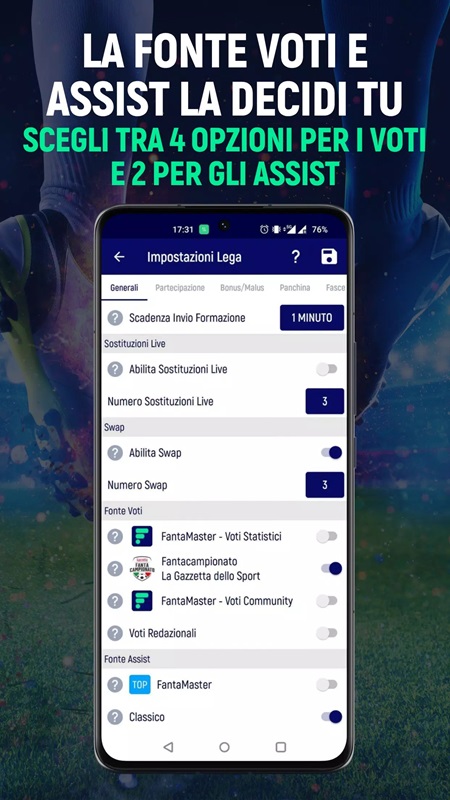Create more new tournaments as desired in FantaMaster MOD APK
