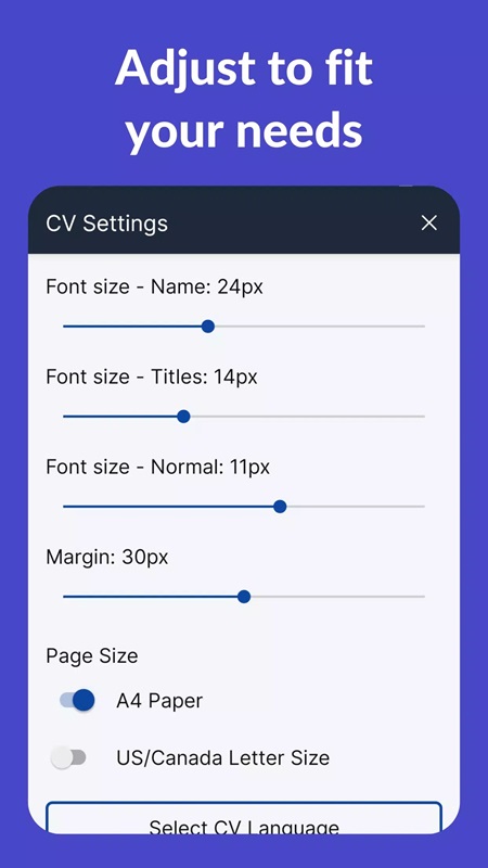Freely set up your CV format to suit in CV Engineer MOD APK