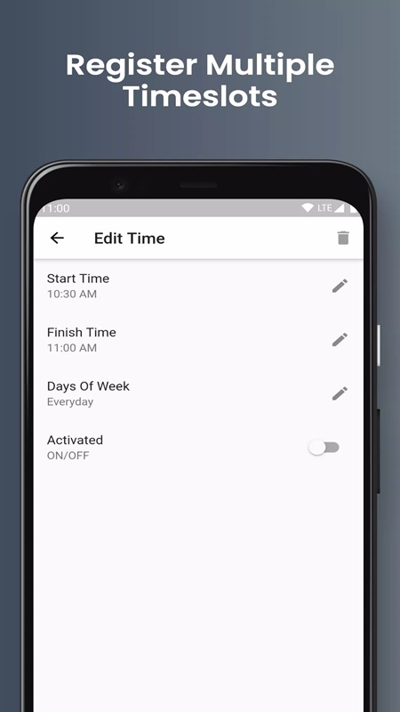 Edit start time, end time and select activation date in BlackOut MOD APK
