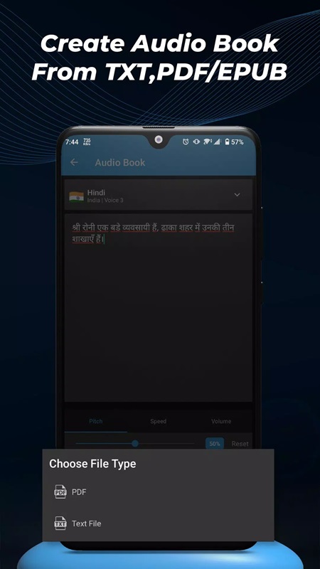Create audio playlists as TXT, PDF and EPUB in Text To Speech MOD APK