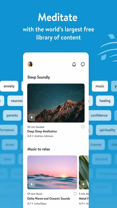 Diverse training content for you to choose from in Insight Timer MOD APK