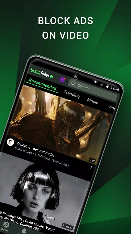 Automatically block junk ads while watching videos in GreenTuber MOD APK