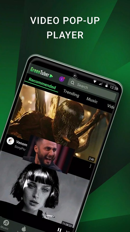 Easily play videos in floating screen mode in GreenTuber MOD APK