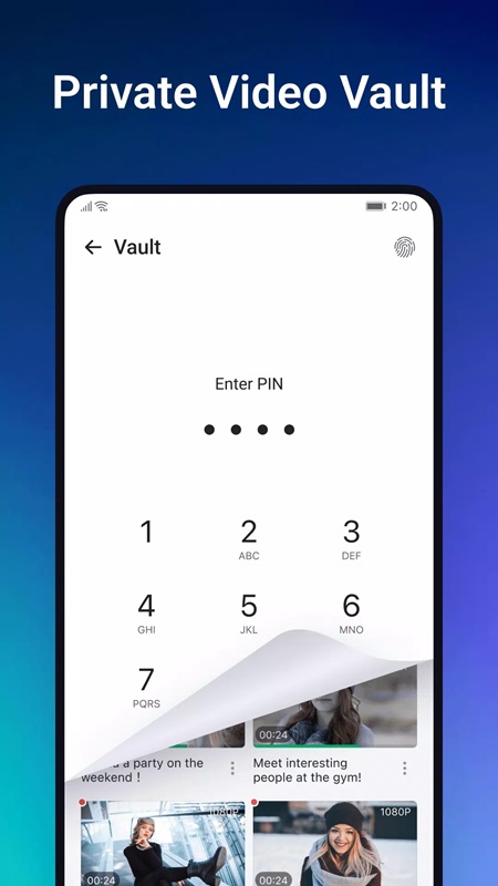 Set up private video storage and create password to enhance security in OnePlayer MOD APK
