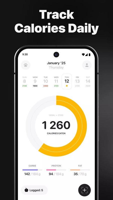 Track your daily calories burned and absorbed in Calz MOD APK