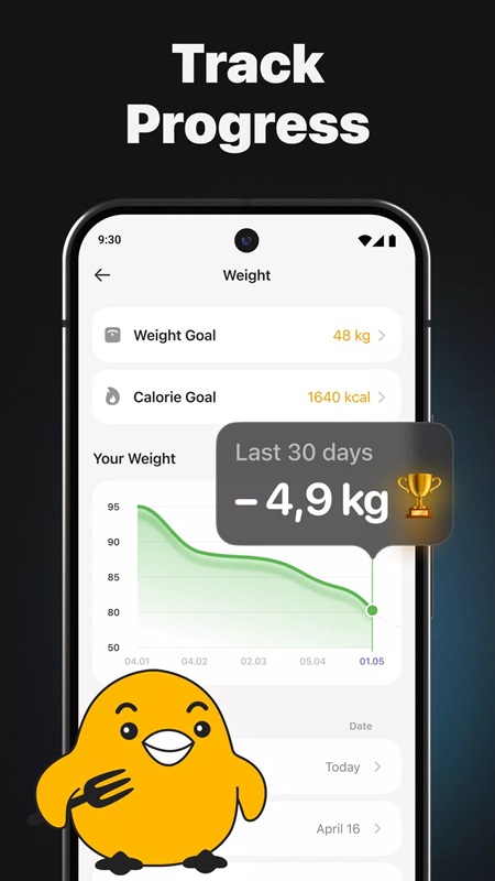 Track your progress towards completing goals in Calz MOD APK