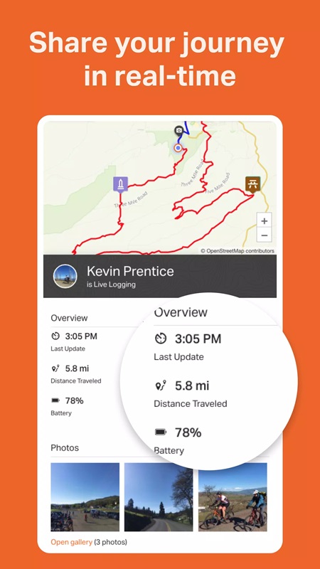 Directly share travel routes with friends and relatives in Ride with GPS MOD APK