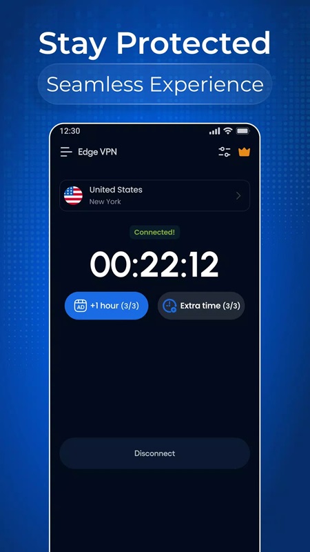Secure connection with strong privacy protection in Edge VPN MOD APK