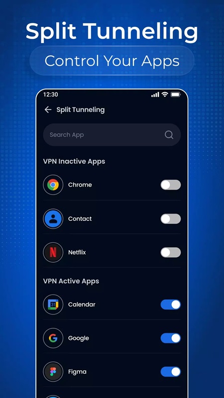 Control VPN connection access of apps in Edge VPN MOD APK