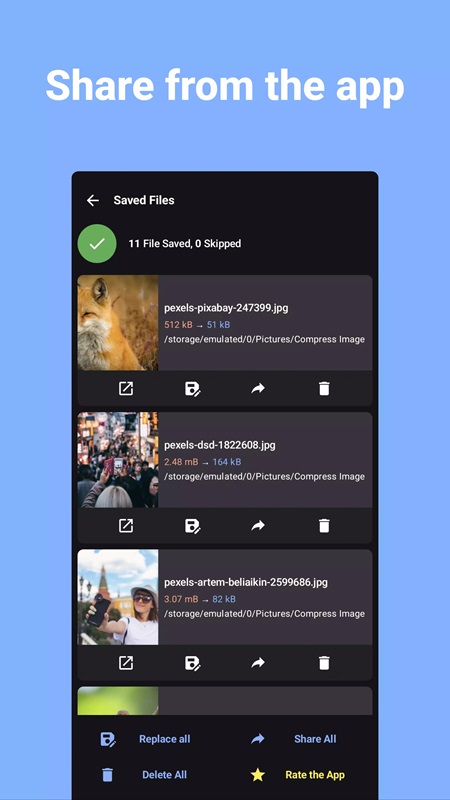 Easily manage, store and share photos in Compress Image MOD APK