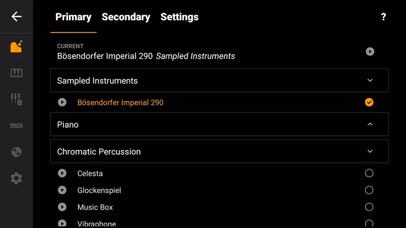 Choose the right musical instrument and sound effects in Mini Piano Lite MOD APK