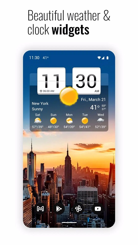 Customize beautiful clock icons and widgets in Sense Flip Clock & Weather MOD APK