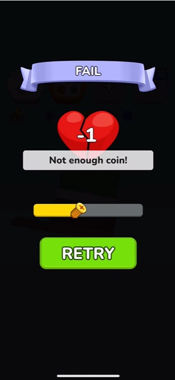 Play as carefully as possible and don't lose your heart badge in Screwdom 3D MOD APK