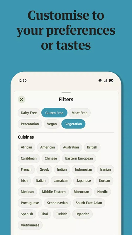 Use filters to find more new recipes in Guardian Feast MOD APK