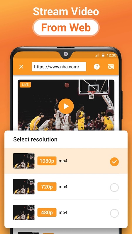 Choose quality video resolution to enjoy full viewing in Cast to TV MOD APK