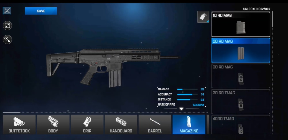 Choose and upgrade components for the player's gun in Gun Builder ELITE 2 MOD APK