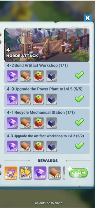 Complete missions to get wooden badges, then use this item to upgrade in Tiles Survive MOD APK