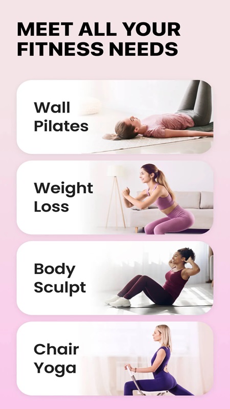 Choose exercises that are suitable for each goal in Workout for Women MOD APK