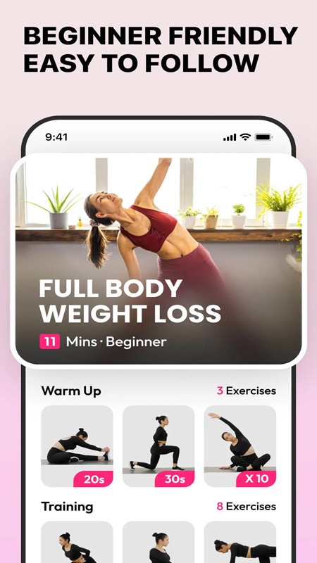 A variety of exercises suitable for different levels in Workout for Women MOD APK