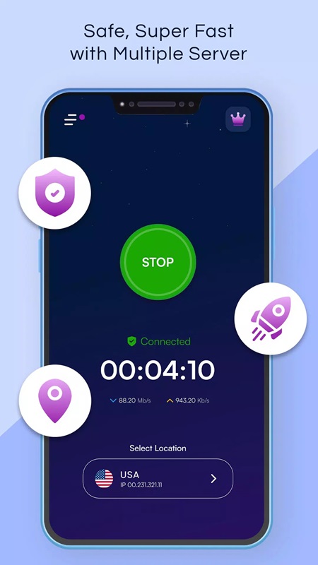 Freely access any website, make secure online transactions in VPN Pronto MOD APK